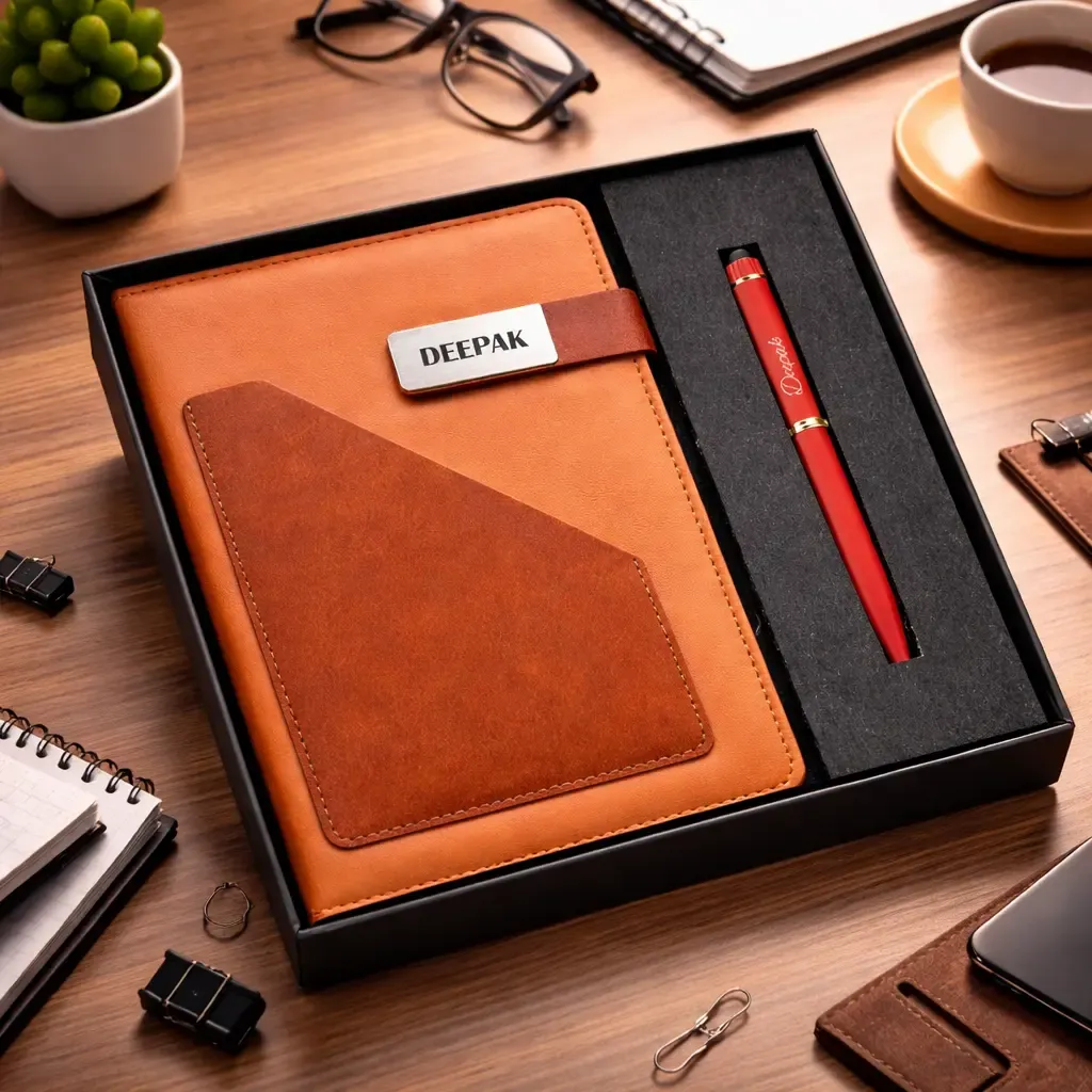 Terra Luxe Personalized Diary and Pen Combo Set - Warm Tan