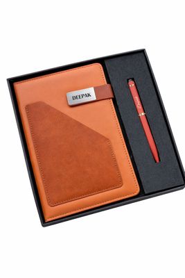 Terra Luxe Personalized Diary and Pen Combo Set - Warm Tan