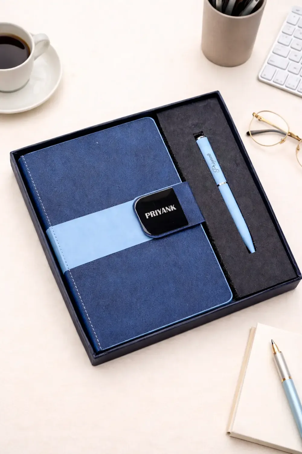 Velmont Personalized Diary and Pen Combo Set -Midnight Navy Blue Colour