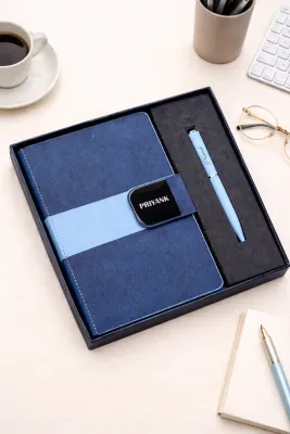 Velmont Personalized Diary and Pen Combo Set -Midnight Navy Blue Colour