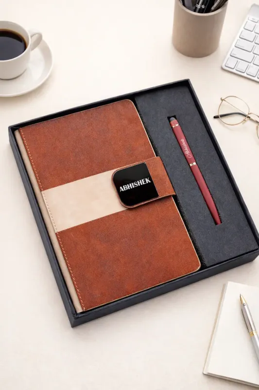 Velmont Personalized Diary and Pen Combo Set -Vintage Walnut Brown Colour
