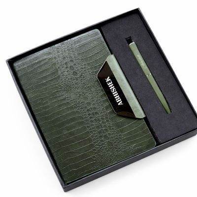 Alpha Crock Personalized Diary and Pen Combo Set - Forest Luxe Green Colour
