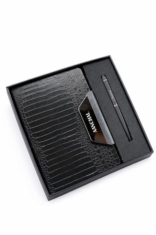 Alpha Crock Personalized Diary and Pen Combo Set - Imperial Black Colour