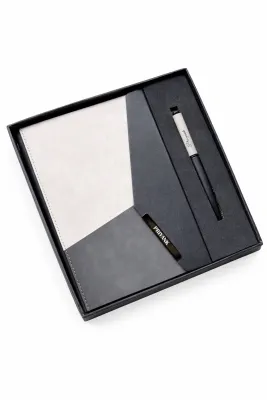 Personalized Urban Edge Pro Diary and Pen Combo Set - -Stone Grey and Onyx Edition