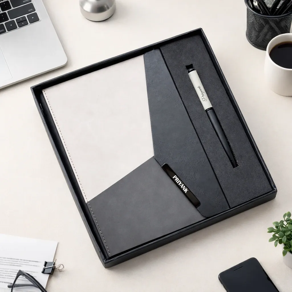 Personalized Urban Edge Pro Diary and Pen Combo Set - -Stone Grey and Onyx Edition