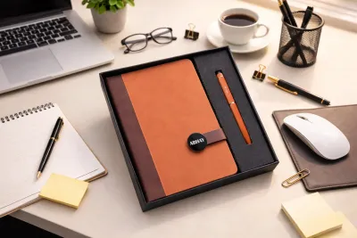 Personalized Executive Slate Journal Diary and Pen Combo Set - Tan Colour
