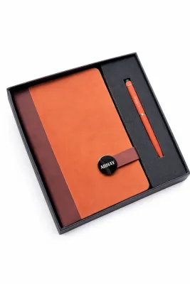 Personalized Executive Slate Journal Diary and Pen Combo Set - Tan Colour