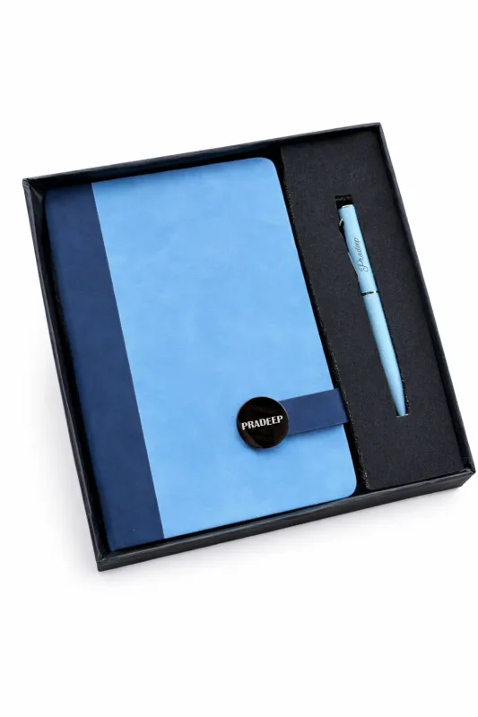 Personalized Executive Slate Journal Diary and Pen Combo Set - Sky Blue Colour