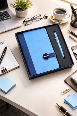 Personalized Executive Slate Journal Diary and Pen Combo Set - Sky Blue Colour