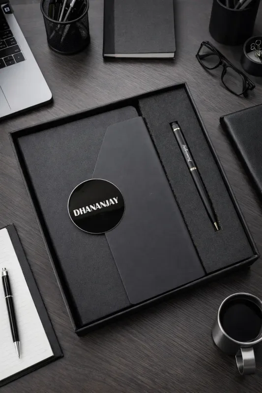 Personalized Director's Diary and Pen Combo Set - Phantom Black Color