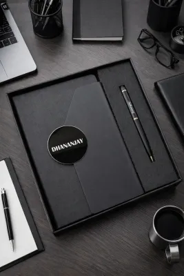 Personalized Director's Diary and Pen Combo Set - Phantom Black Color