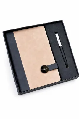 Personalized Executive Slate Journal Diary and Pen Combo Set - Sand Colour