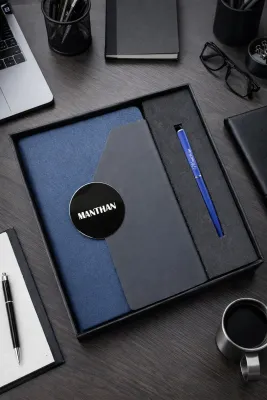 Personalized Director's Diary and Pen Combo Set - Imperial Navy Blue Colour