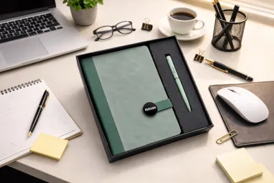 Personalized Executive Slate Journal Diary and Pen Combo Set - Olive Green Colour