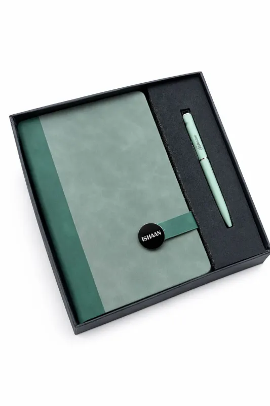 Personalized Executive Slate Journal Diary and Pen Combo Set - Olive Green Colour
