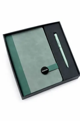 Personalized Executive Slate Journal Diary and Pen Combo Set - Olive Green Colour