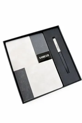 Personalized Vertex Pro Diary and Pen Combo Set - Titanium Grey Colour
