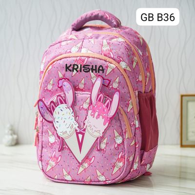 Customized Candy Patch Themed Pink School Bag - (18 inches)