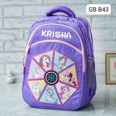 Customized Purple Unicorn Themed School Bag (18 inches)