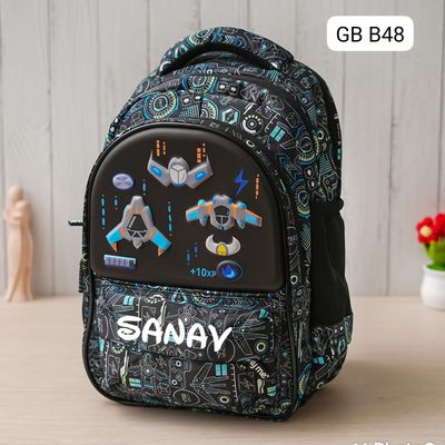 Customized Game Over Themed Black School Bag (16 inches)