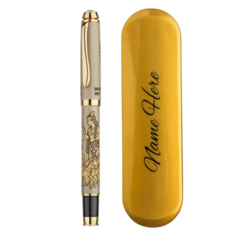 Geeta Updesh Pen - Lord Krishna &amp; Arjun Divine Pen With Name