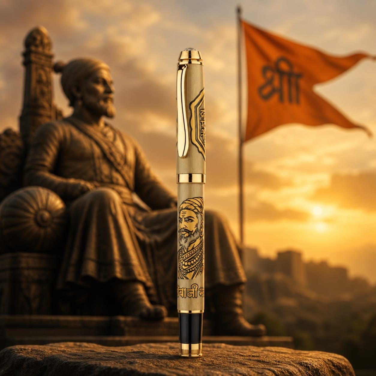 Personalized Chhatrapati Shivaji Maharaj Etched Pen – The Royal Maratha Edition