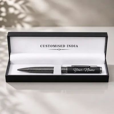 Personalised Carbon Fibre &amp; Gun Metal Textured Pen