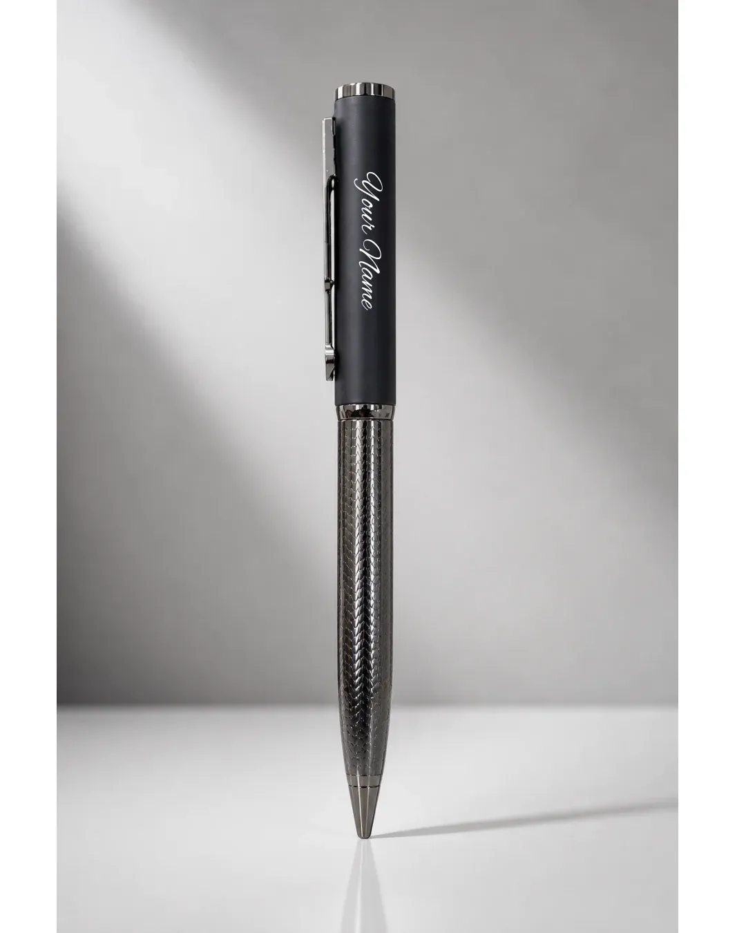 Personalised Carbon Fibre &amp; Gun Metal Textured Pen