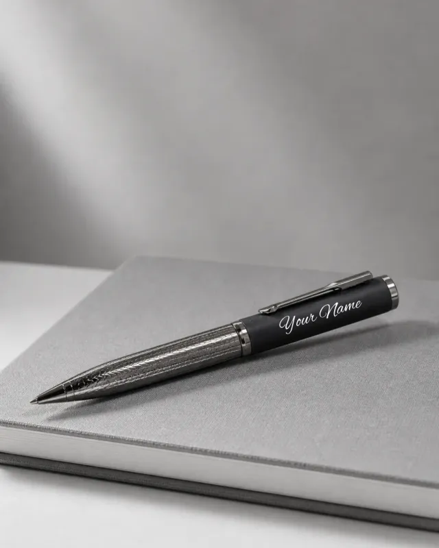 Personalised Carbon Fibre &amp; Gun Metal Textured Pen