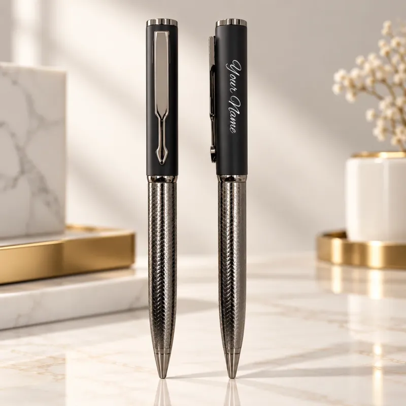 Personalised Carbon Fibre &amp; Gun Metal Textured Pen