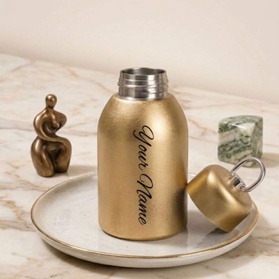 Personalized Metallic Golden Mini Thermos Bottle 300ml