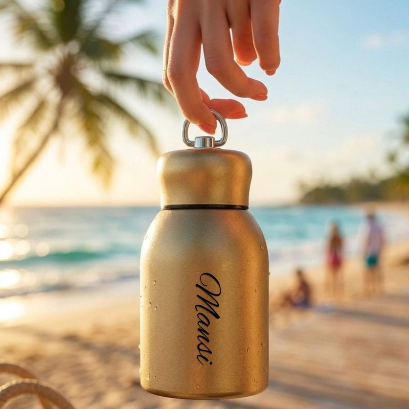 Personalized Metallic Golden Mini Thermos Bottle 300ml