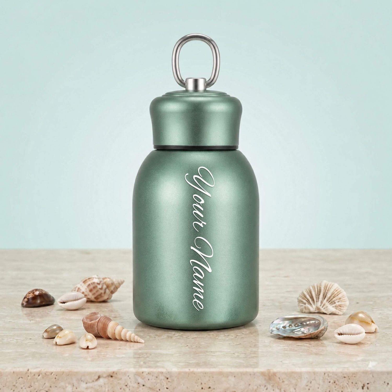 Personalized Metallic Green Mini Thermos Bottle 300ml