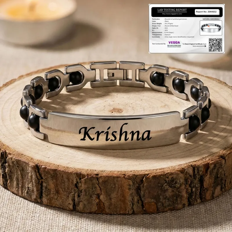 Personalized Karungali Bracelet with Name | 916 Silver Plated Brass | Lab Tested &amp; Certified | Anti-Tarnish | Rakhi Gift for Brother