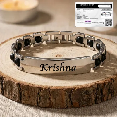 Personalized Karungali Bracelet with Name | 916 Silver Plated Brass | Lab Tested &amp; Certified | Anti-Tarnish | Rakhi Gift for Brother