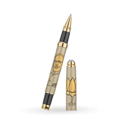 Narendra Modi Etched Brass Metal Pen - Personalized Pen with Name