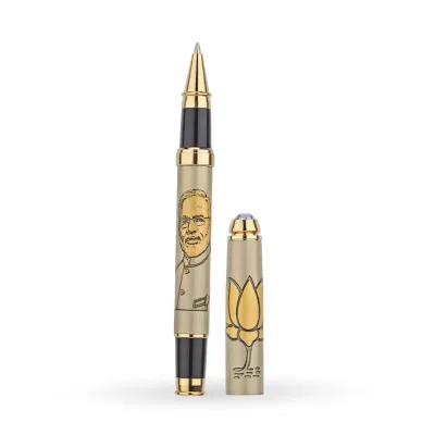 Narendra Modi Etched Brass Metal Pen - Personalized Pen with Name