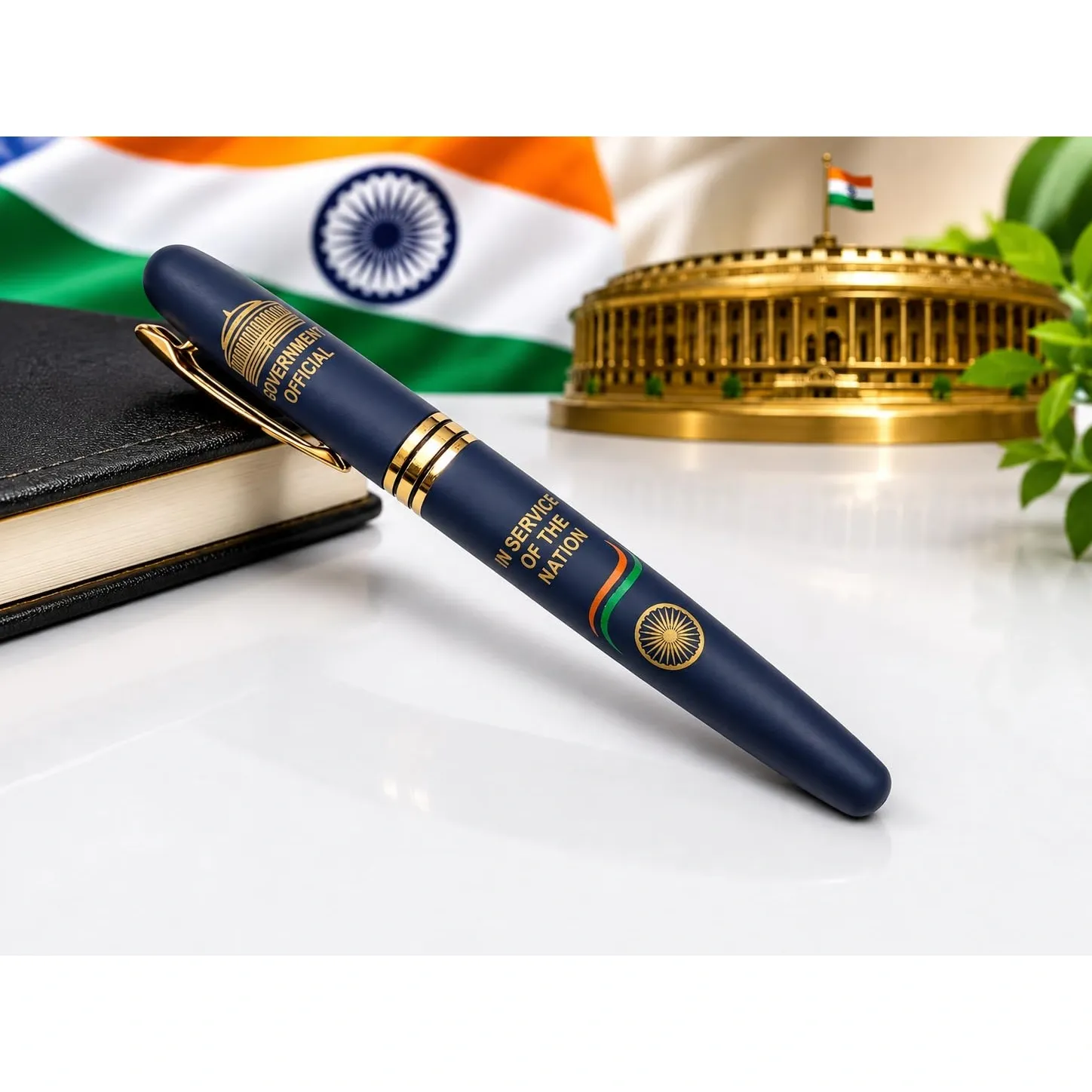 Blue Government Official Personalised Pen | In Service of the Nation | Premium Luxury Pen with Name Engraving &amp; Luxury Gift Box