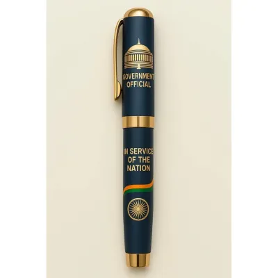 Blue Government Official Personalised Pen | In Service of the Nation | Premium Luxury Pen with Name Engraving &amp; Luxury Gift Box