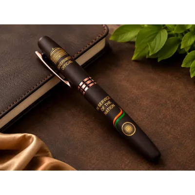 Brown Government Official Personalised Pen | In Service of the Nation | Premium Luxury Pen with Name Engraving &amp; Luxury Gift Box