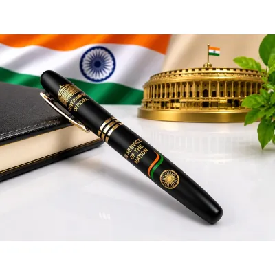 Black Government Official Personalised Pen | In Service of the Nation | Premium Luxury Pen with Name Engraving &amp; Luxury Gift Box