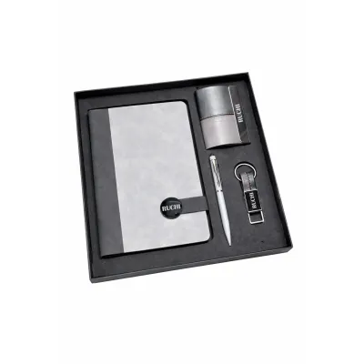 Personalized 4pc Combo - Diary, Pen, Keychain, Cardholder ( Executive Slate Journal - Urban Mist Colour)