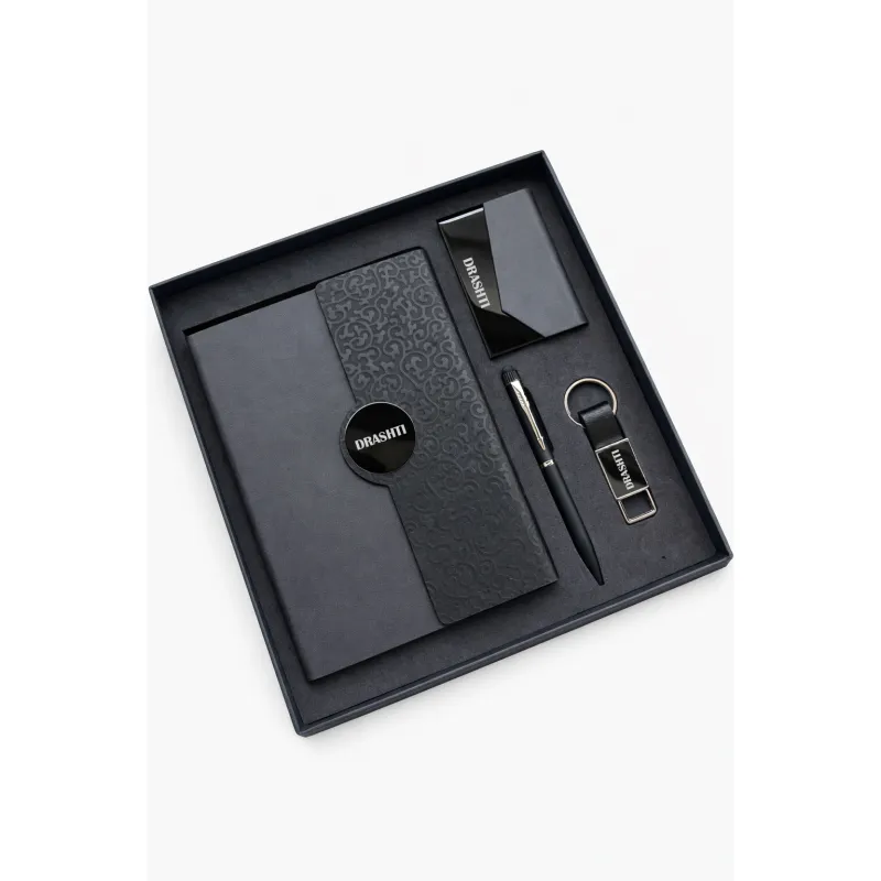 Personalized 4pc Combo - Diary, Pen, Keychain, Cardholder ( Boardroom Classic - Midnight Signature Colour)