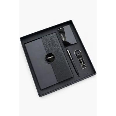 Personalized 4pc Combo - Diary, Pen, Keychain, Cardholder ( Boardroom Classic - Midnight Signature Colour)