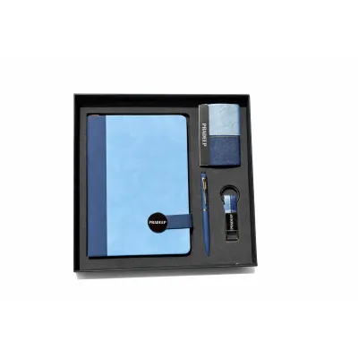 Personalized 4pc Combo - Diary, Pen, Keychain, Cardholder ( Executive Slate Journal - Corporate Sky Colour)