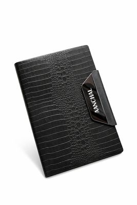 Personalized 4pc Combo - Diary, Pen, Keychain, Cardholder ( Alpha Croc - Black Imperial Colour)