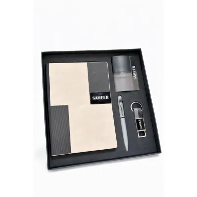 Personalized 4pc Combo - Diary, Pen, Keychain, Cardholder ( Vertex Pro - Titanium Grey Colour)
