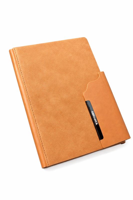 Personalized 4pc Combo - Diary, Pen, Keychain, Cardholder ( Strivo Diary - Tan Colour)