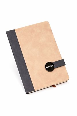 Personalized 4pc Combo - Diary, Pen, Keychain, Cardholder ( Executive Slate Journal - Signature Sand Colour)