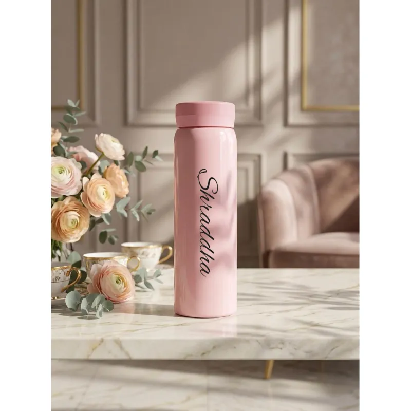 Personalized Baby Pink Slim Thermos Bottle 300ml